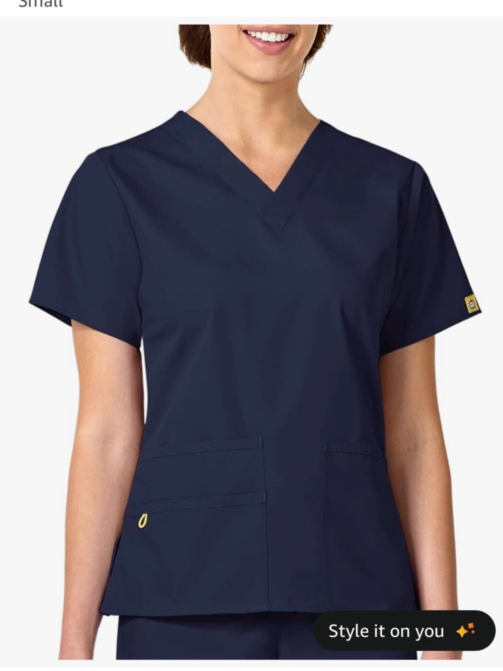 2 WonderWink 1-Navy and 1-blackV‑Neck Scrub Top